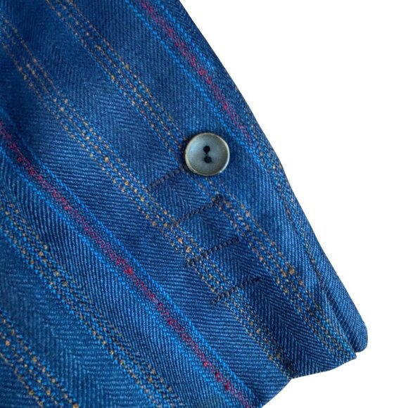 Vintage 70s Blue Striped Bespoke Sports Coat Blazer Wild Lining Size 40 - Picture 4 of 13